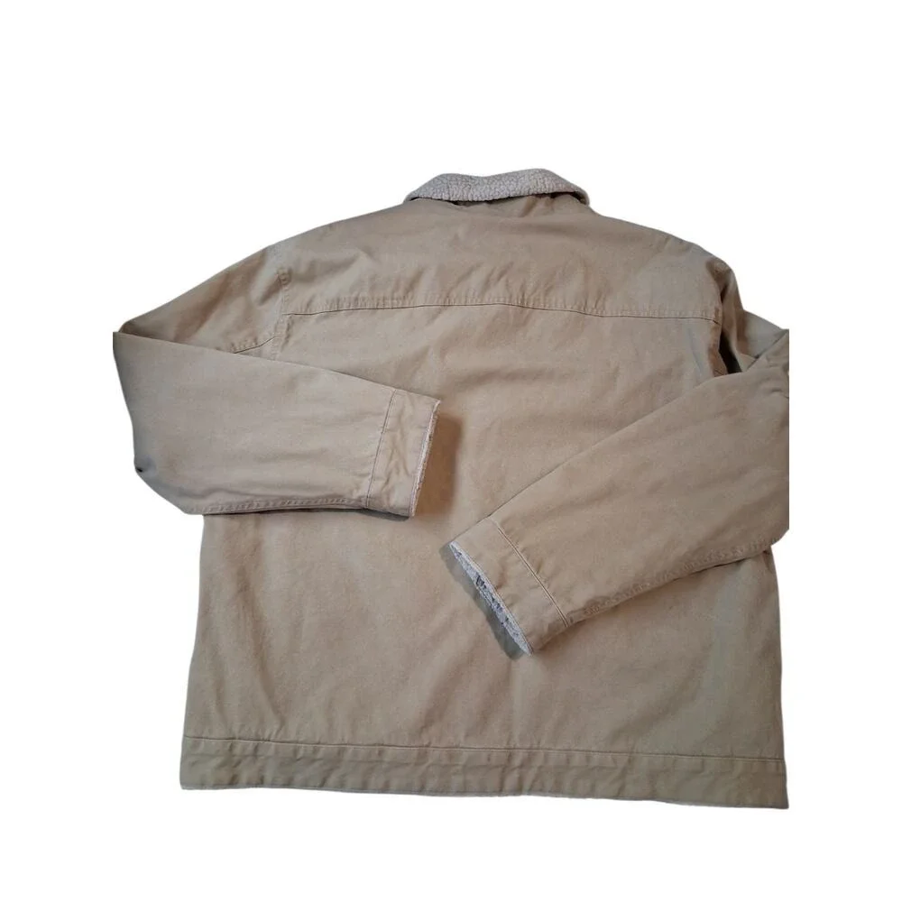 Y2K Vintage Gap Mens XXL Khaki Canvas Sherpa Lined Trucker Chore Barn Jacket‎